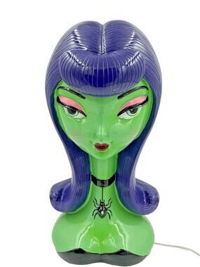 Bella Lux Halloween Bust Green Bride of Frankenstein Purple Hair LED Lighted NEW
